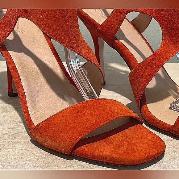 27 EDIT Orange Suede Lanie Heels Size 8.5  New Without Box - Picture 7 of 13